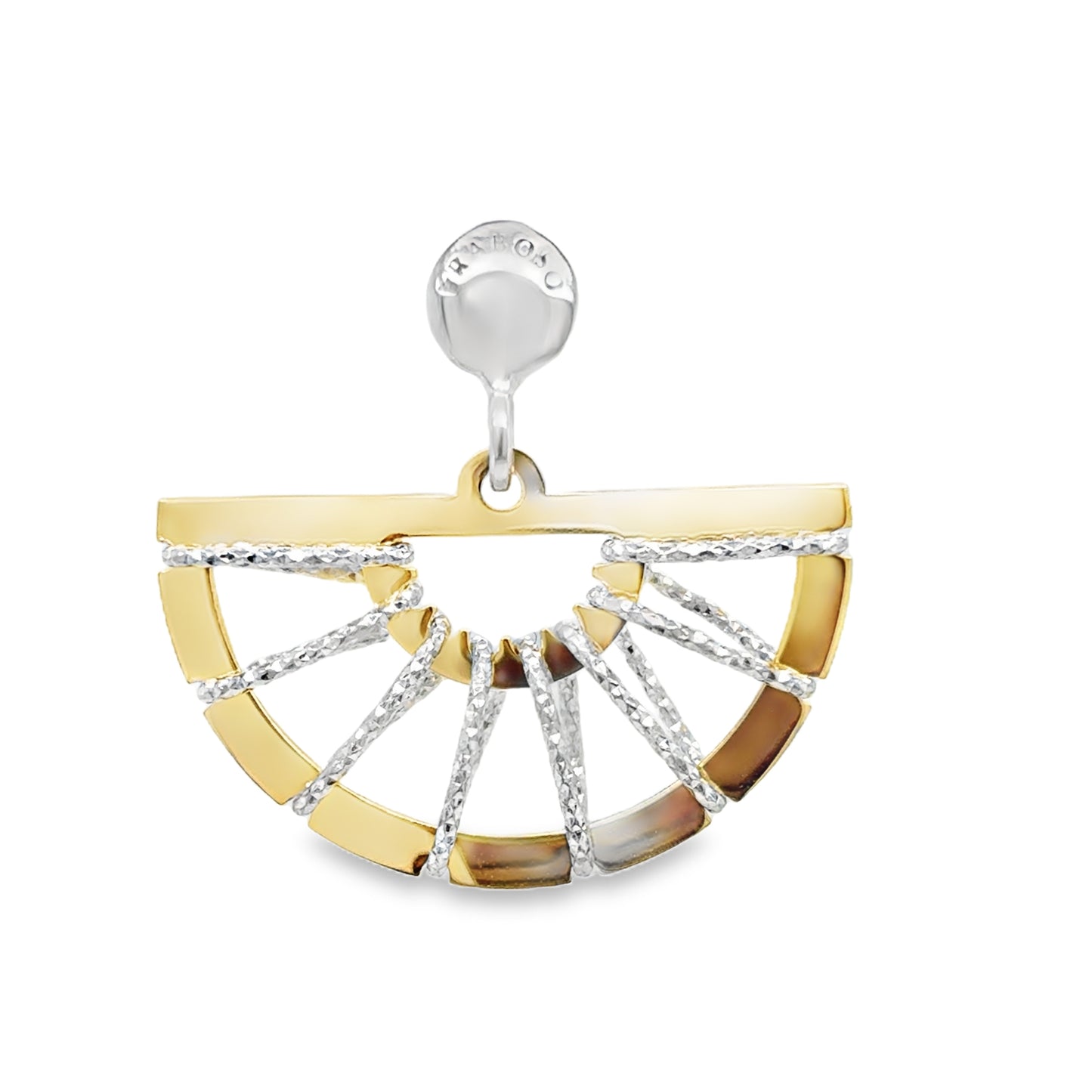 Sterling Silver and Gold Plated Open Diamond Cut Fan Pendant