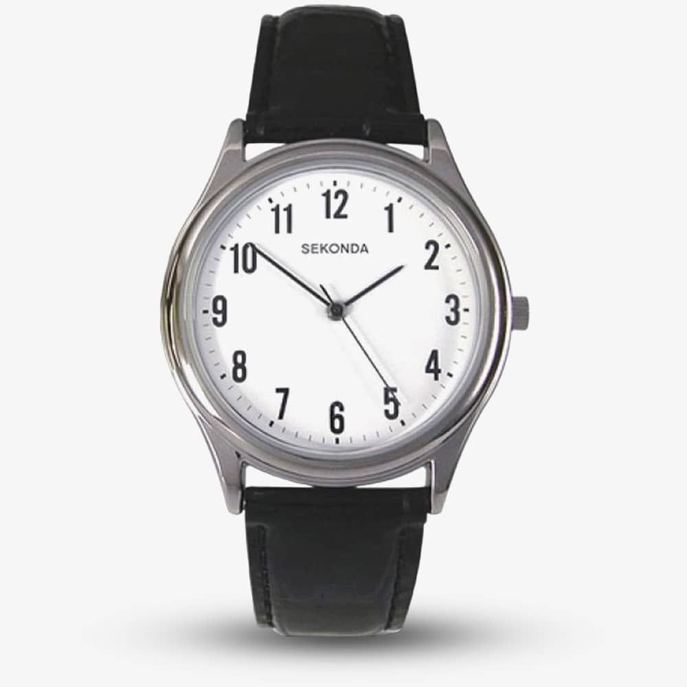 Gents Sekonda White Dial Black Strap Watch