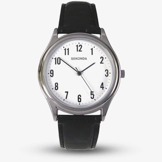 Gents Sekonda White Dial Black Strap Watch