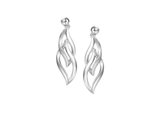 Sterling Silver Long Swirl Drop Earrings