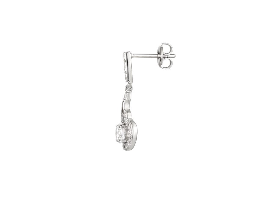 Sterling Silver CZ Swirl Drop Earrings