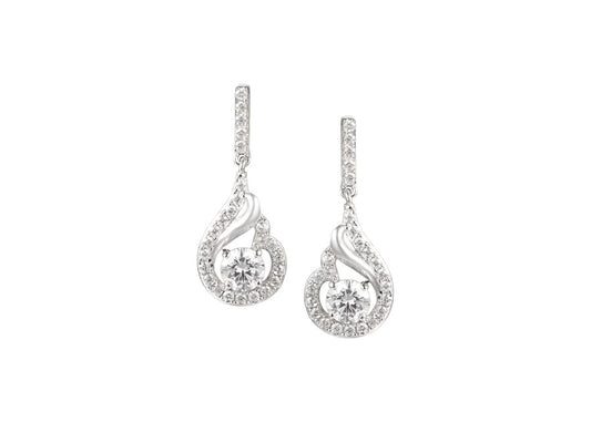 Sterling Silver CZ Swirl Drop Earrings