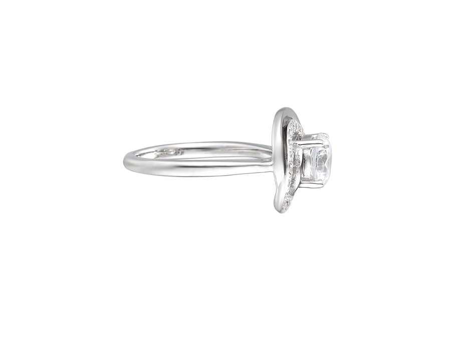 Sterling Silver CZ Solitaire Swirl Ring