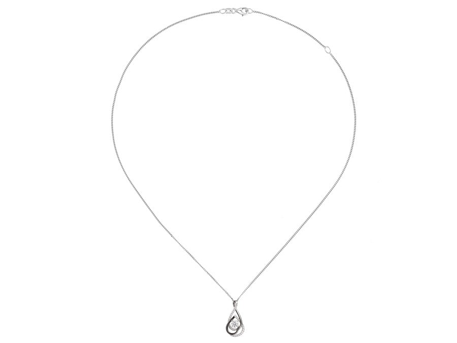 Sterling Silver CZ Teardrop Swirl Necklet