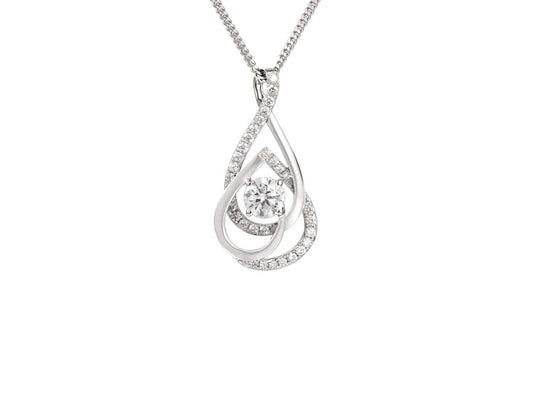 Sterling Silver CZ Teardrop Swirl Necklet