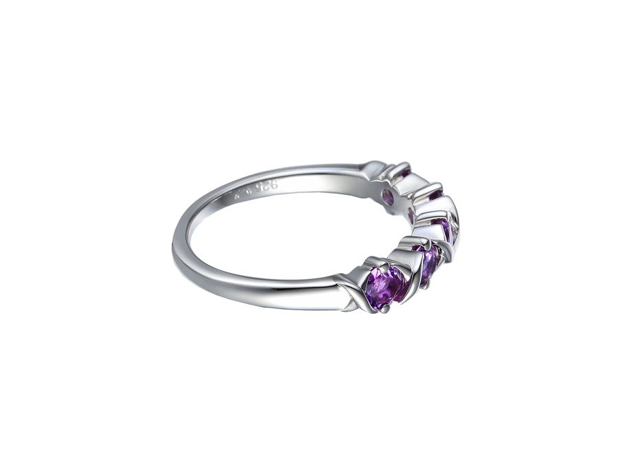 Sterling Silver Five Stone Amethyst Eternity Ring