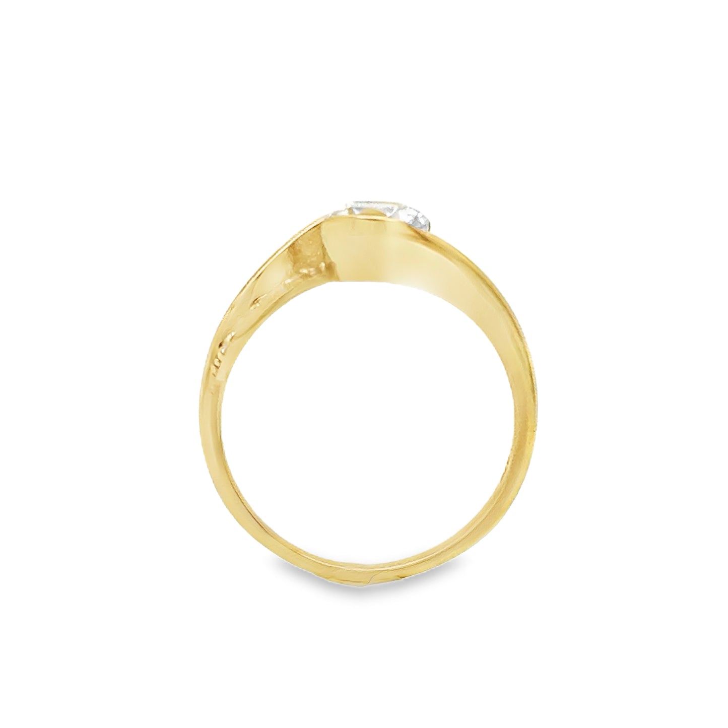 9ct Cubic Zirconia Solitaire Twist Ring With Open Stone Set Shoulders