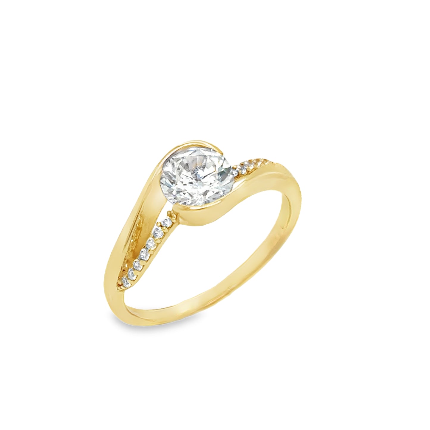 9ct Cubic Zirconia Solitaire Twist Ring With Open Stone Set Shoulders