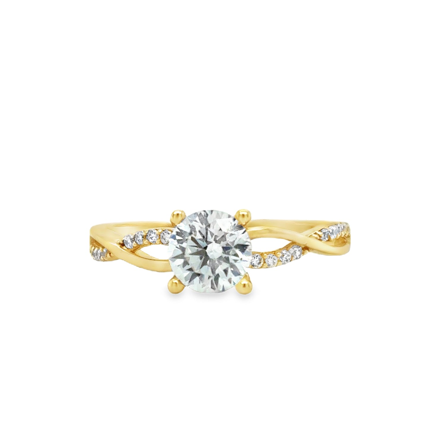 9ct Cubic Zirconia Solitaire Twist Ring With Open Stone Set Shoulders