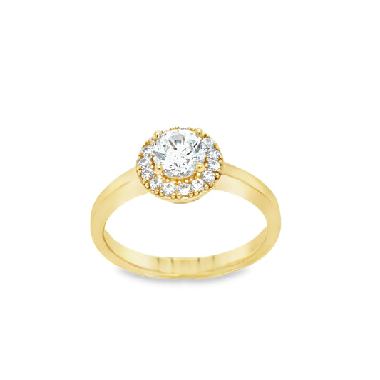 9ct Cubic Zirconia Round Halo Ring