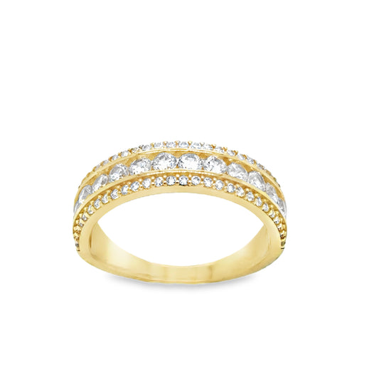 9ct Cubic Zirconia 3 Row Dress Ring