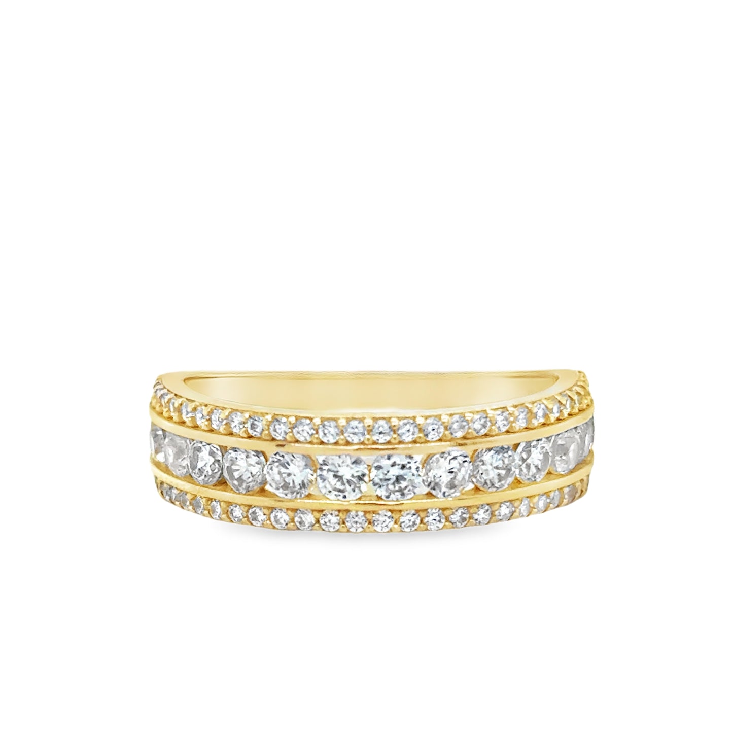 9ct Cubic Zirconia 3 Row Dress Ring