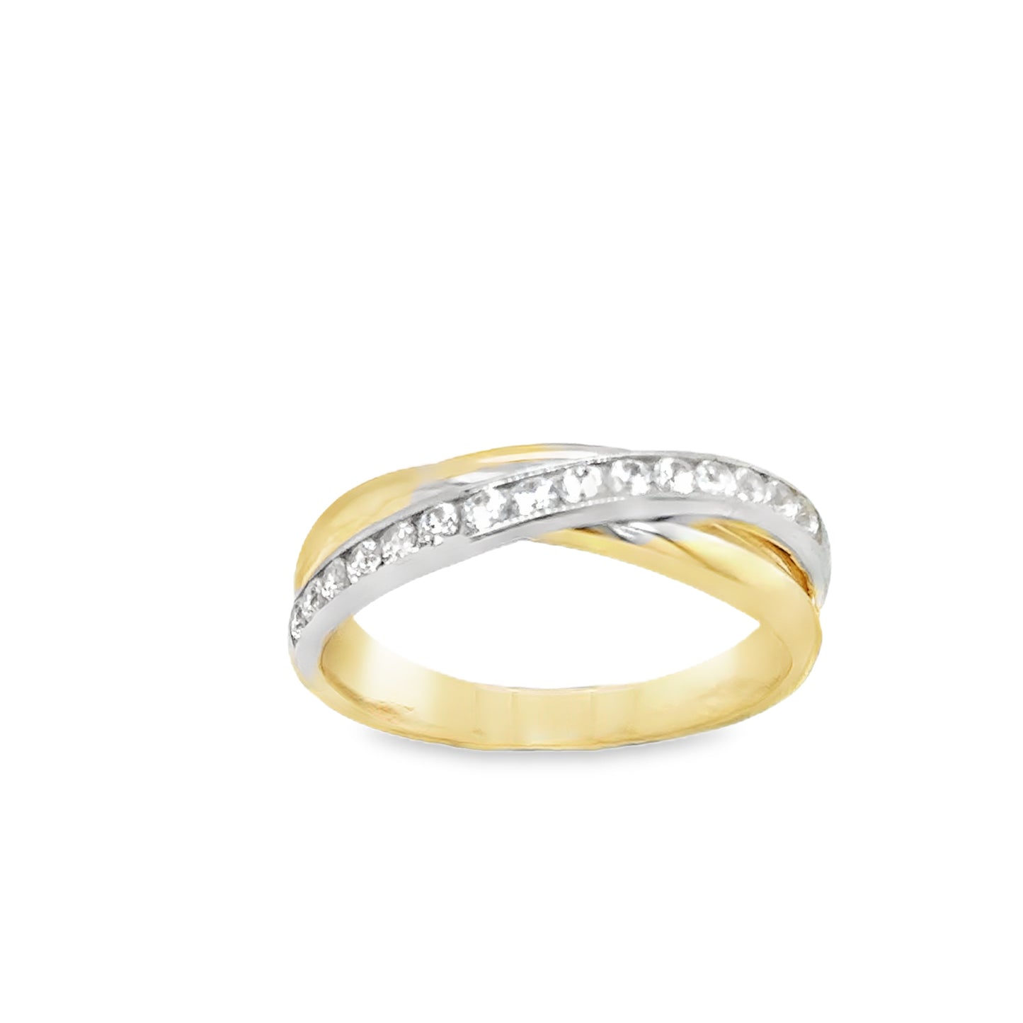 9ct Cubic Zirconia 2 Colour Polished & Channel Set Wrap Ring
