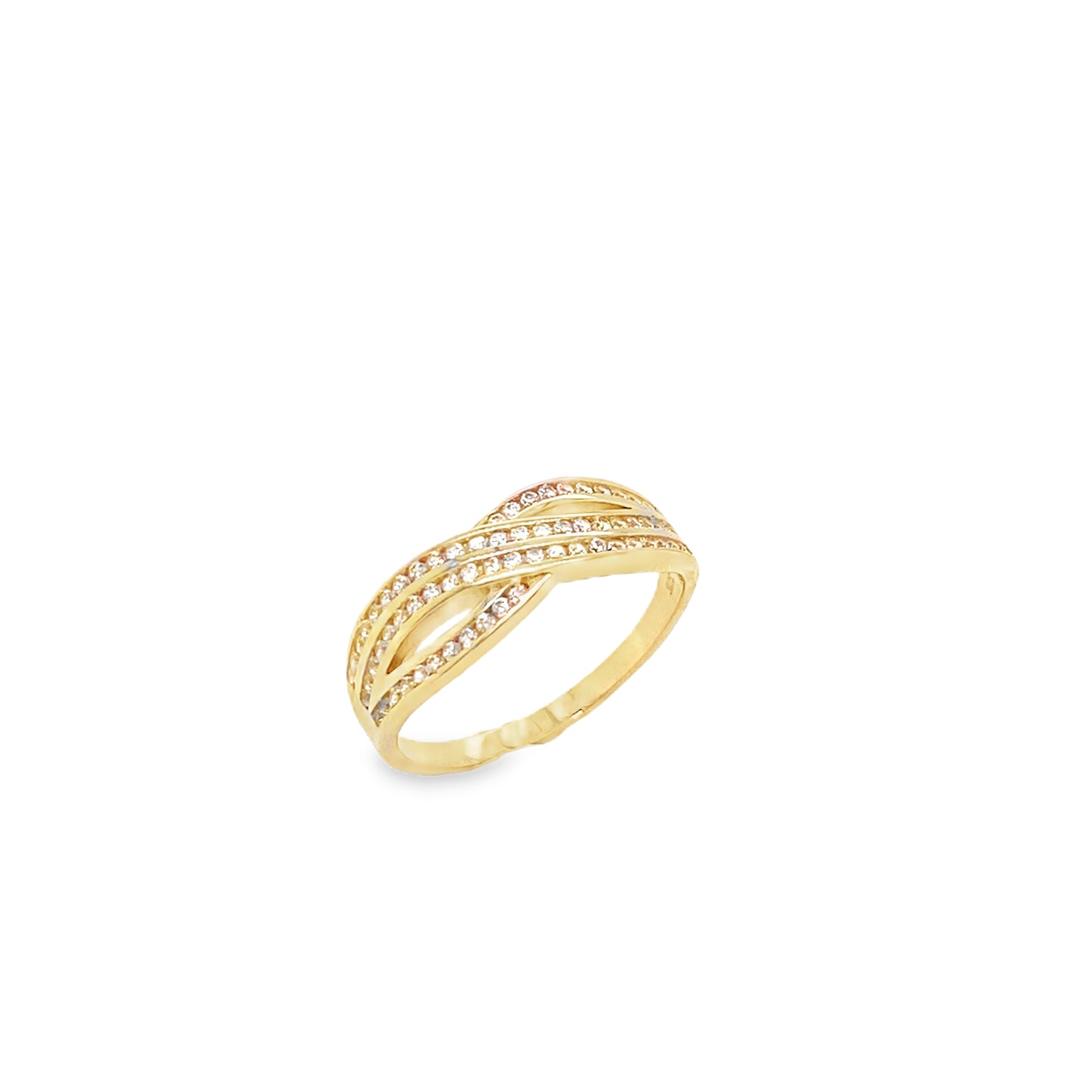 9ct Cubic Zirconia Channel Set Open Wrap Ring