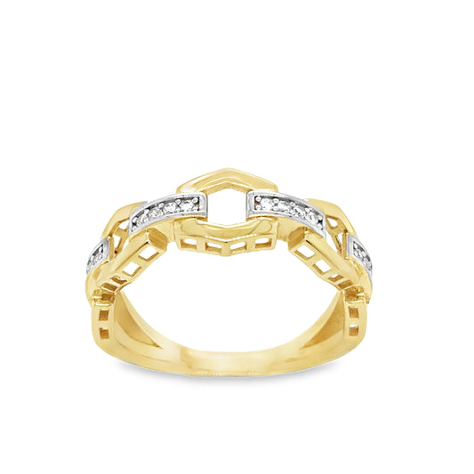 9ct Cubic Zirconia Open Hexagon Link Dress Ring