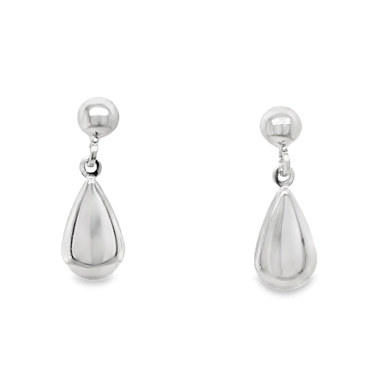 9ct White Gold Teardrop Earrings