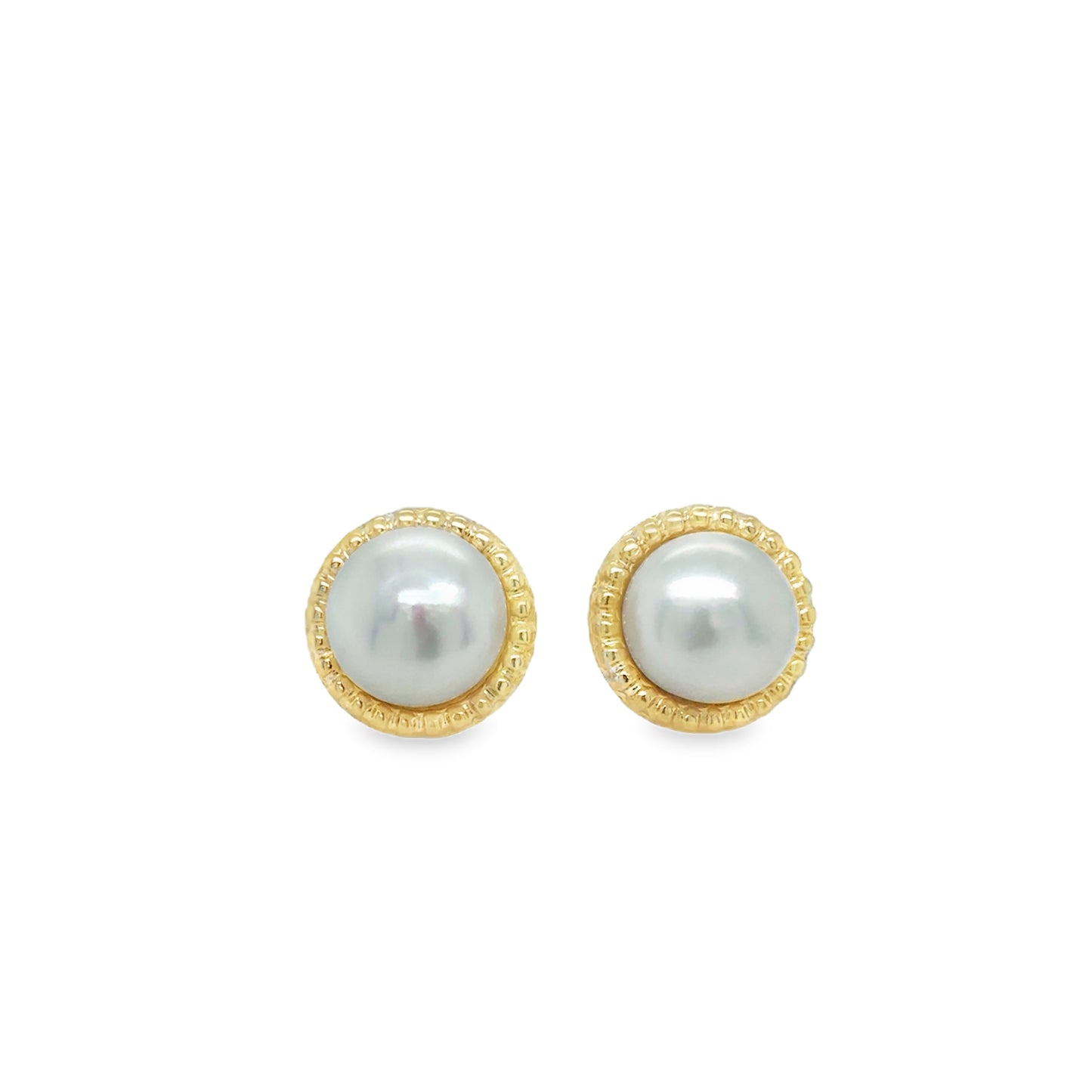 9ct Yellow Gold Freshwater Pearl Stud with Twist Surround