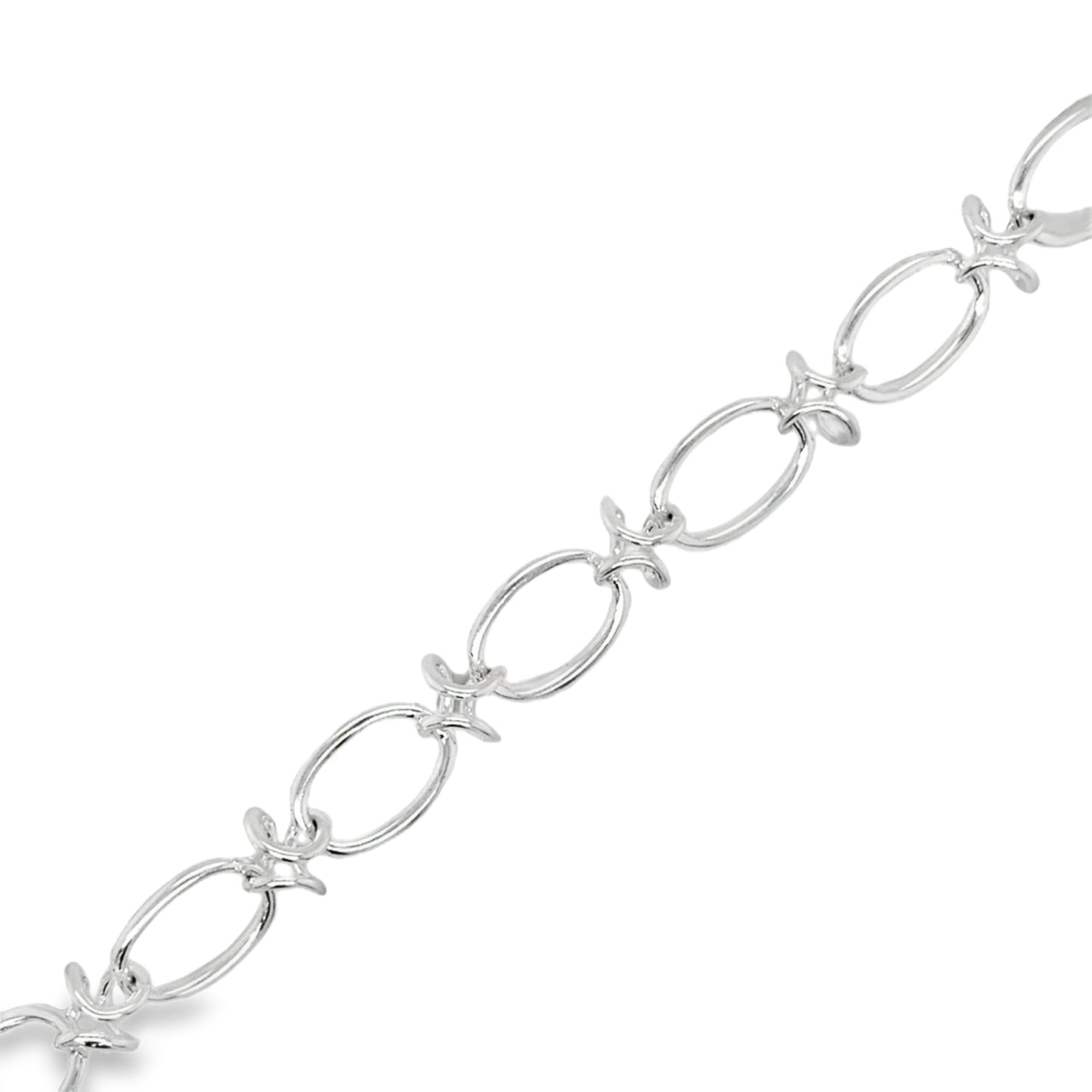 Sterling Silver Oval Knot Link Bracelet 7.5"