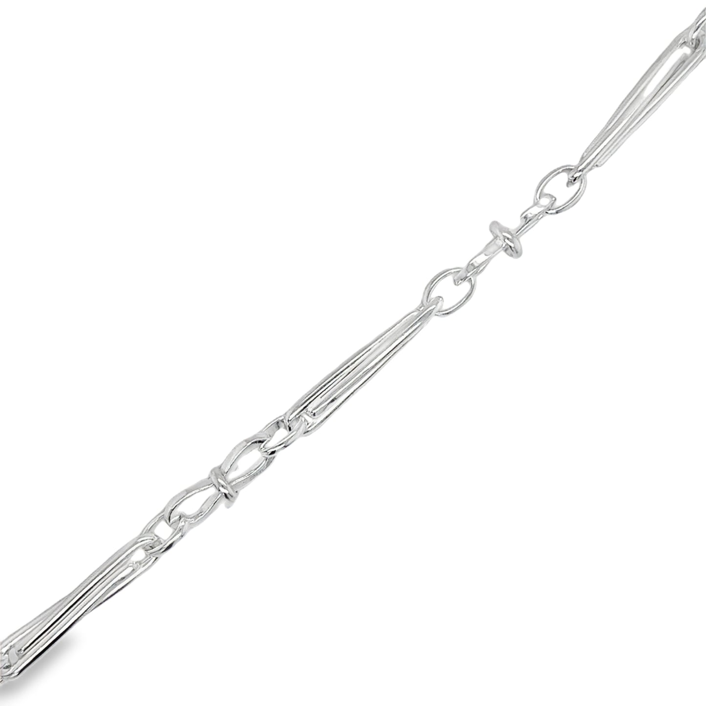 Sterling Silver Infinity Trombone Link Bracelet 7.5"