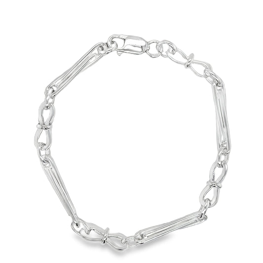 Sterling Silver Infinity Trombone Link Bracelet 7.5"