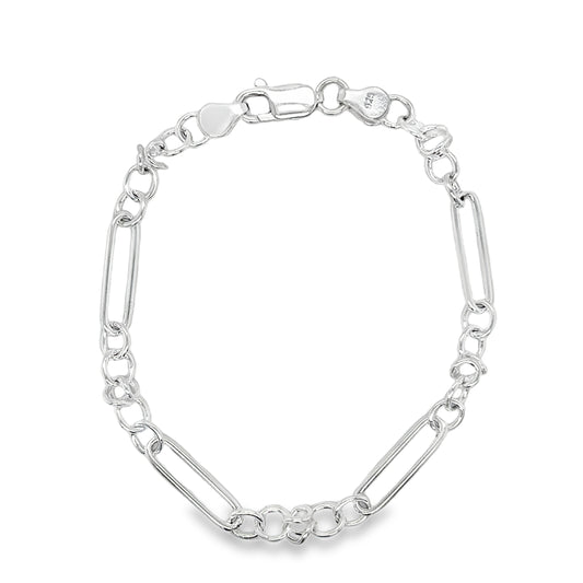 Sterling Silver Long Oval Link Bracelet 7.5"