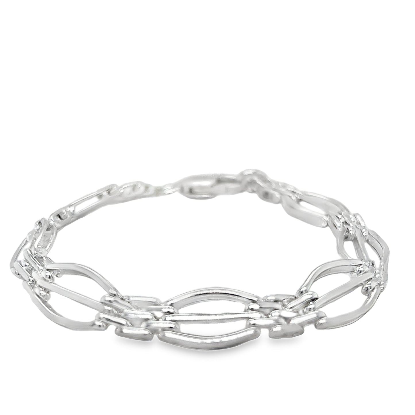 Sterling Silver Curved Gate Bracelet 7.5"