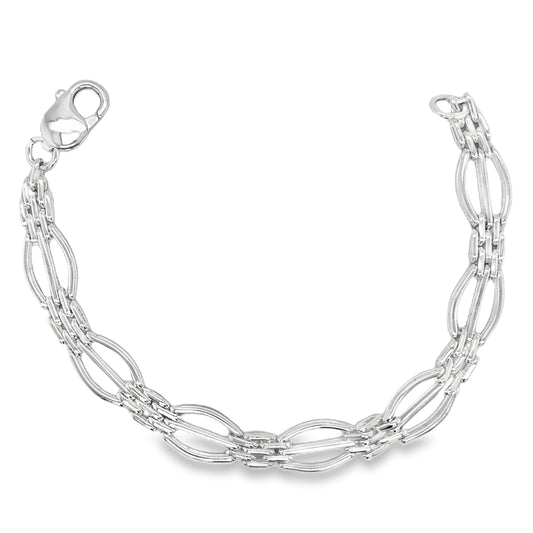 Sterling Silver Curved Gate Bracelet 7.5"