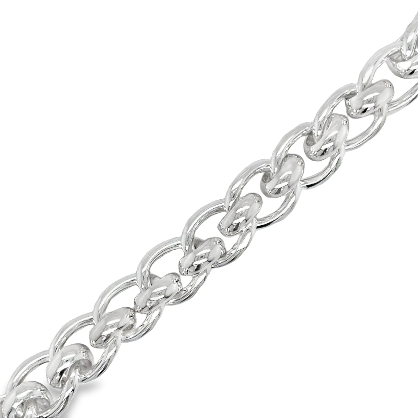 Sterling Silver Rollerball Curb Bracelet 7.5"