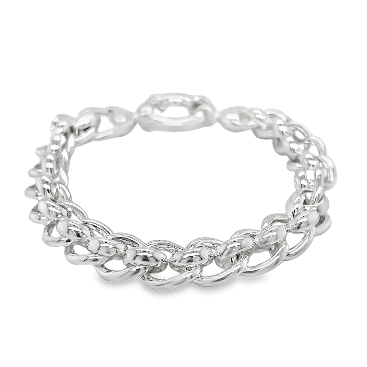 Sterling Silver Rollerball Curb Bracelet 7.5"