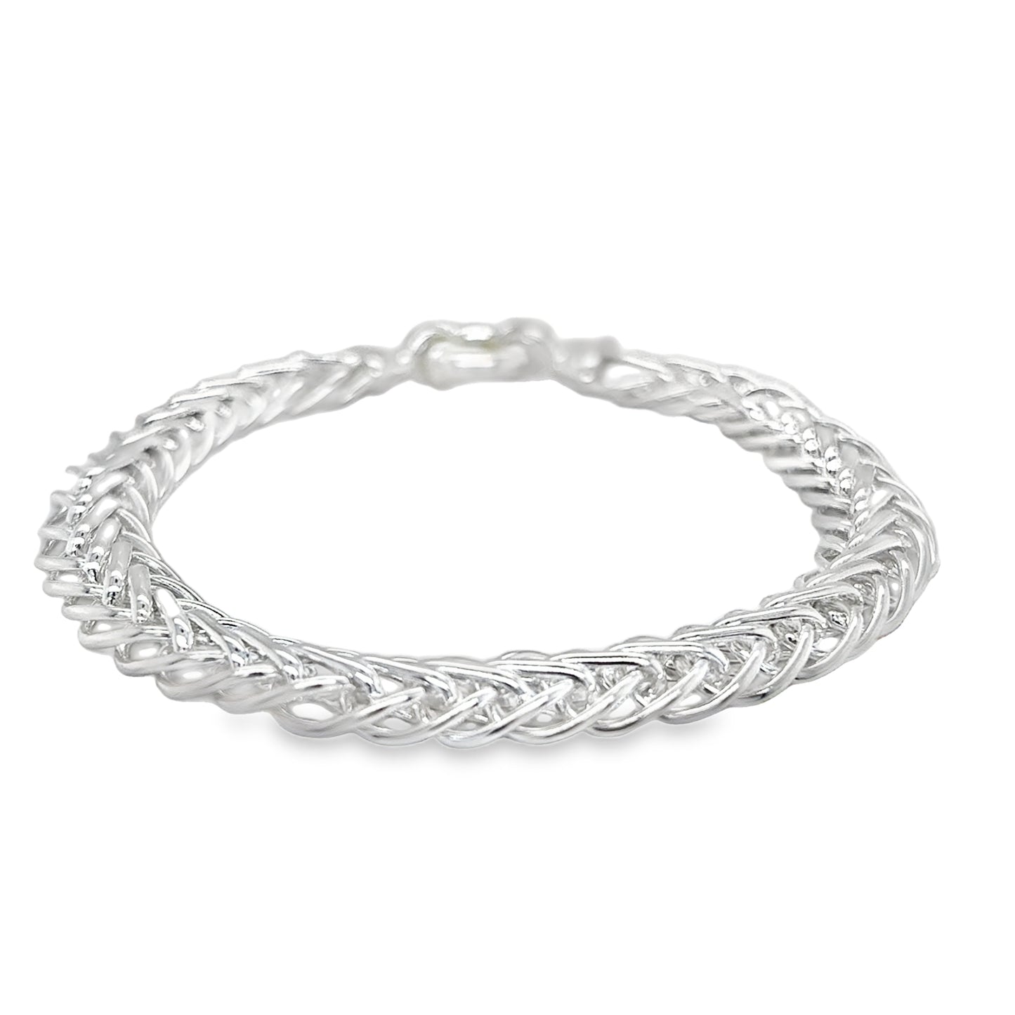 Sterling Silver Flat Spiga Bolt Ring Bracelet 8"