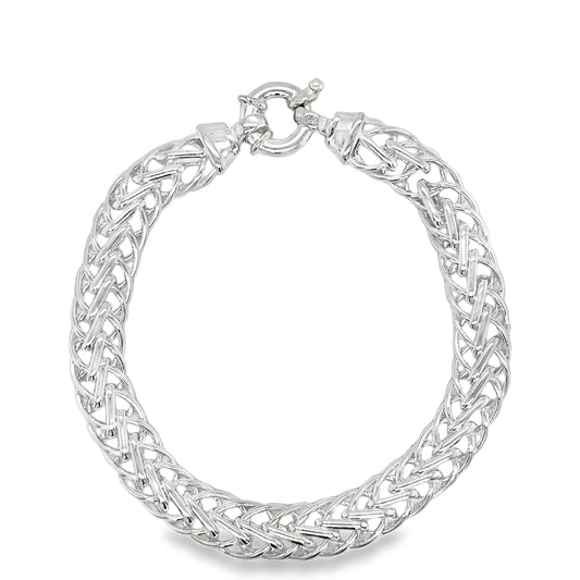 Sterling Silver Flat Spiga Bolt Ring Bracelet 8"