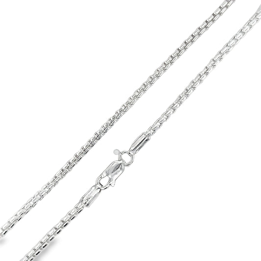 Sterling Silver Round Box Link Necklet 22"