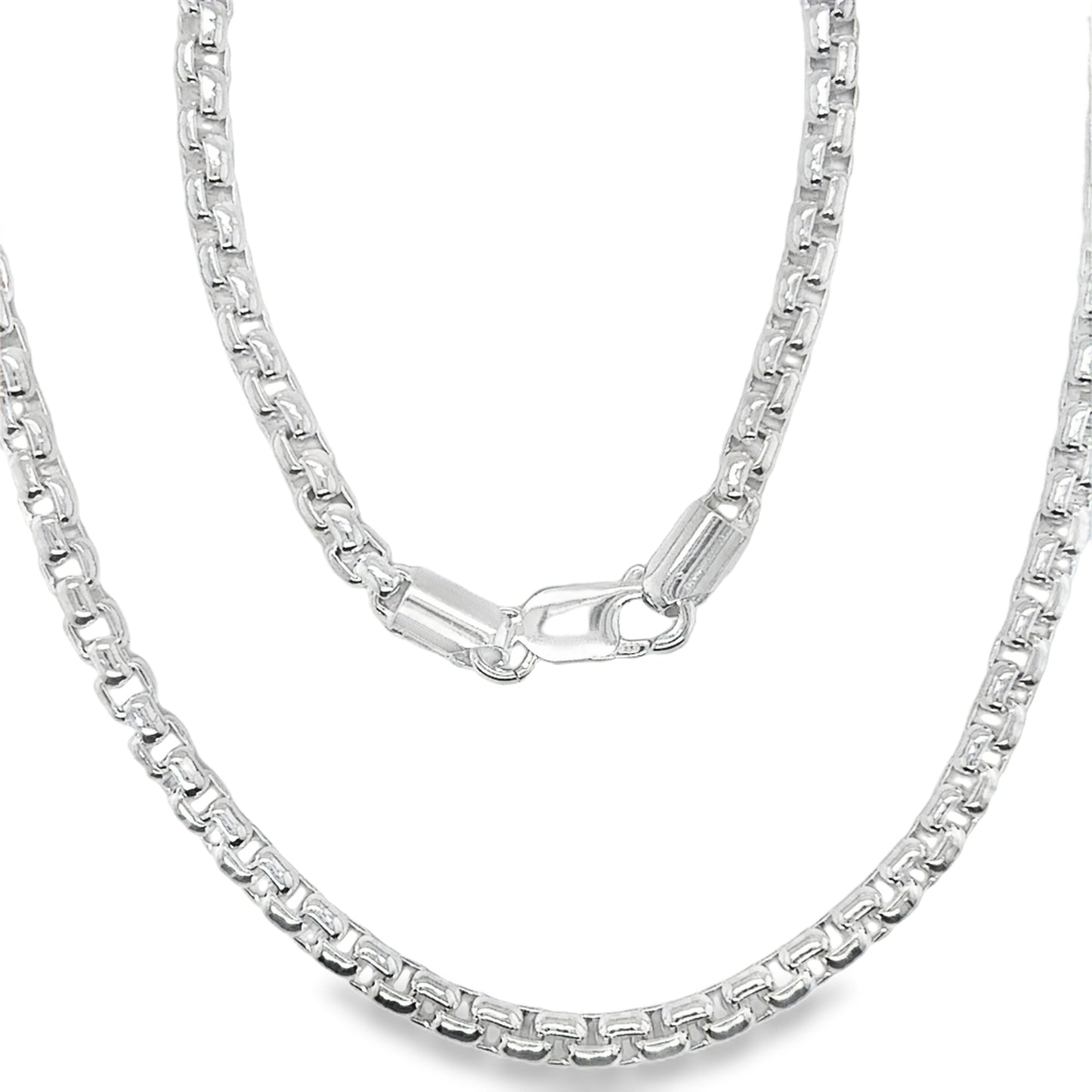 Sterling Silver Round Box Belcher Link Necklet 20"