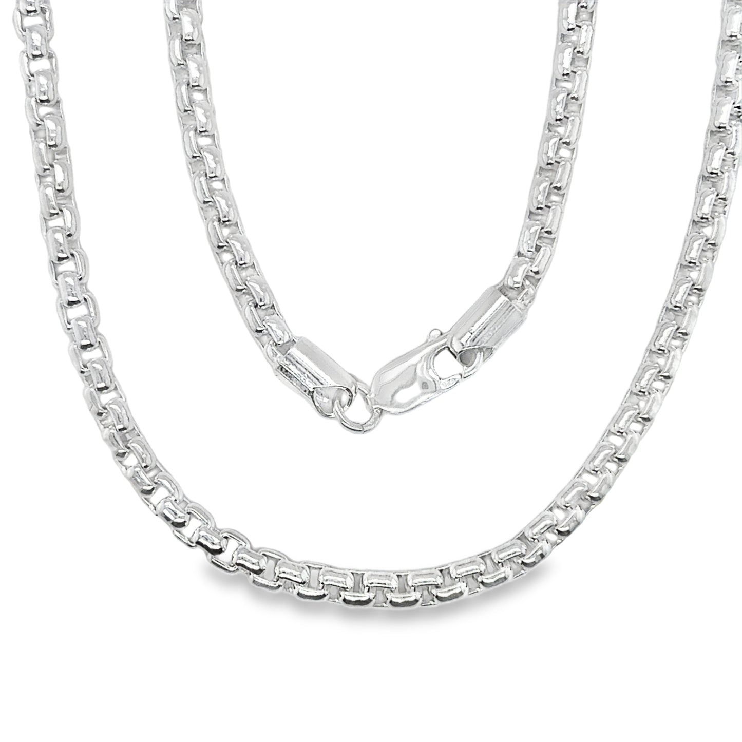 Sterling Silver Round Box Belcher Link Necklet 20"