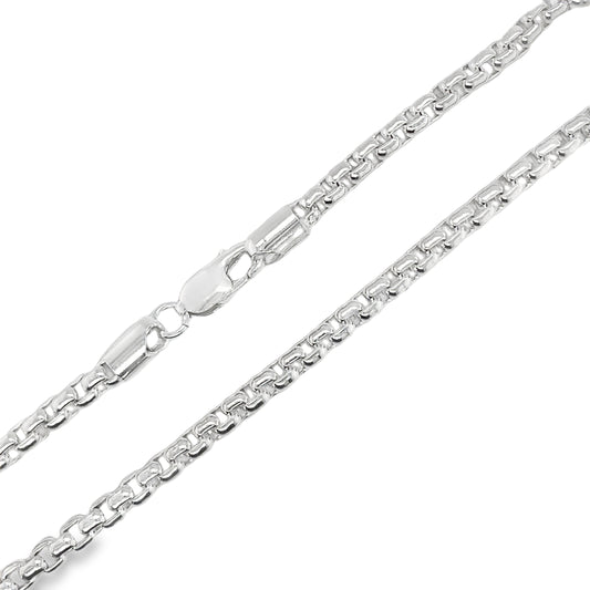 Sterling Silver Round Box Belcher Link Necklet 20"
