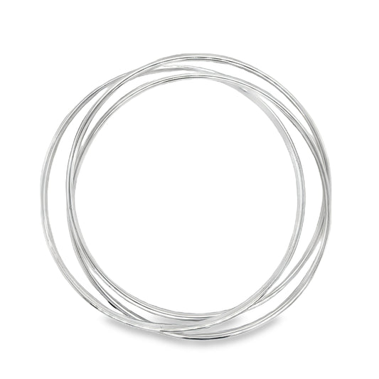 Sterling Silver Three Row Bangle