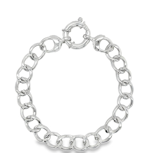 Sterling Silver Curb Bracelet with Bolt Ring 8"