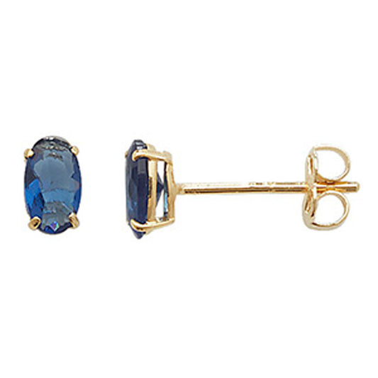 9ct Oval Midnight Blue Cubic Zirconia Stud Earring