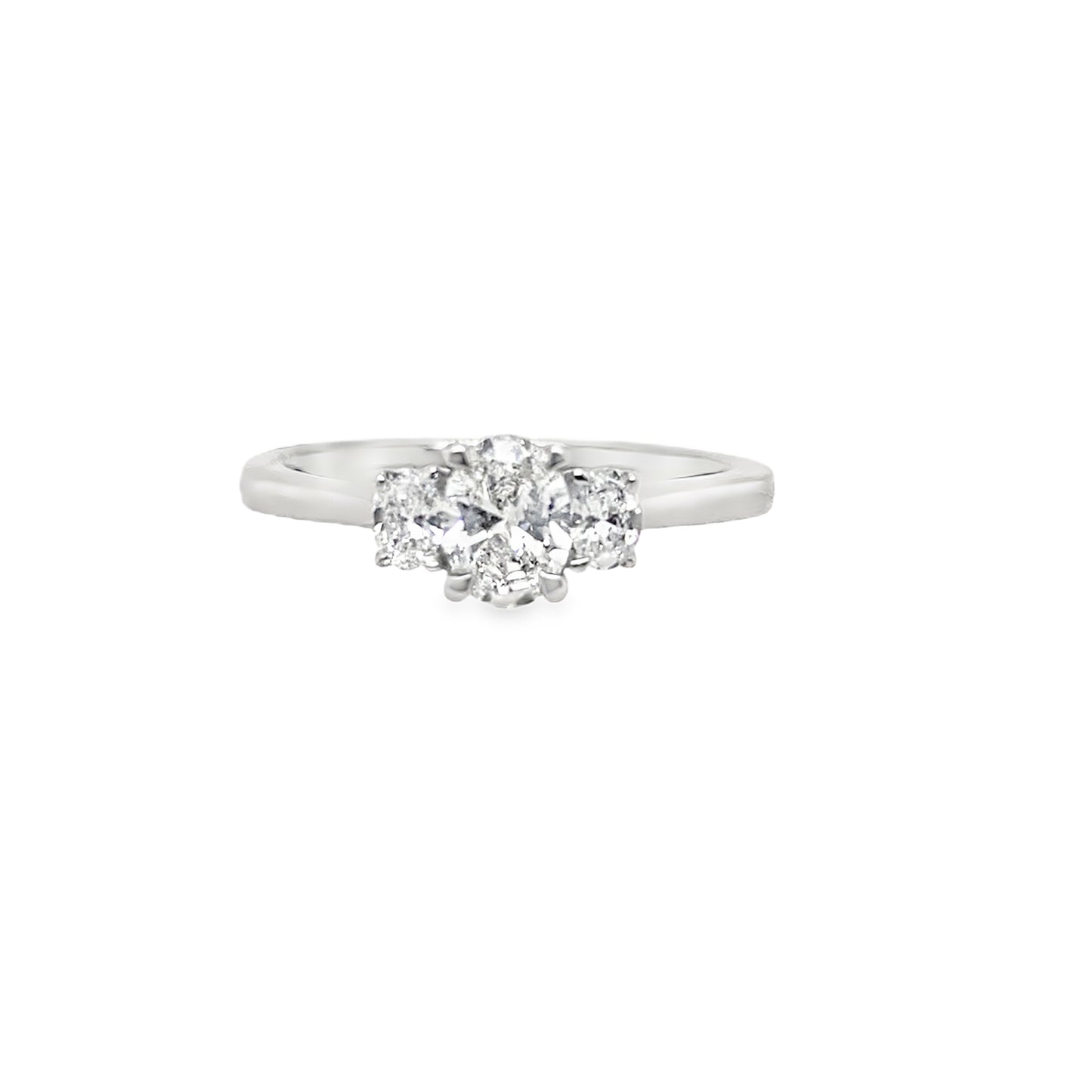 Platinum 3 Stone Oval Cut Claw Set Diamond Ring .70ct