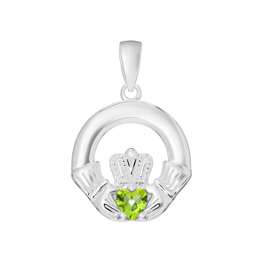 Sterling Silver August Birthstone Claddagh Stud Pendant