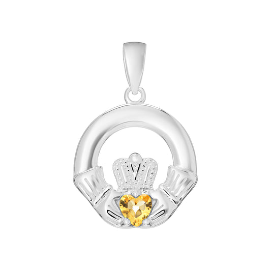 Sterling Silver November Birthstone Claddagh Stud Pendant