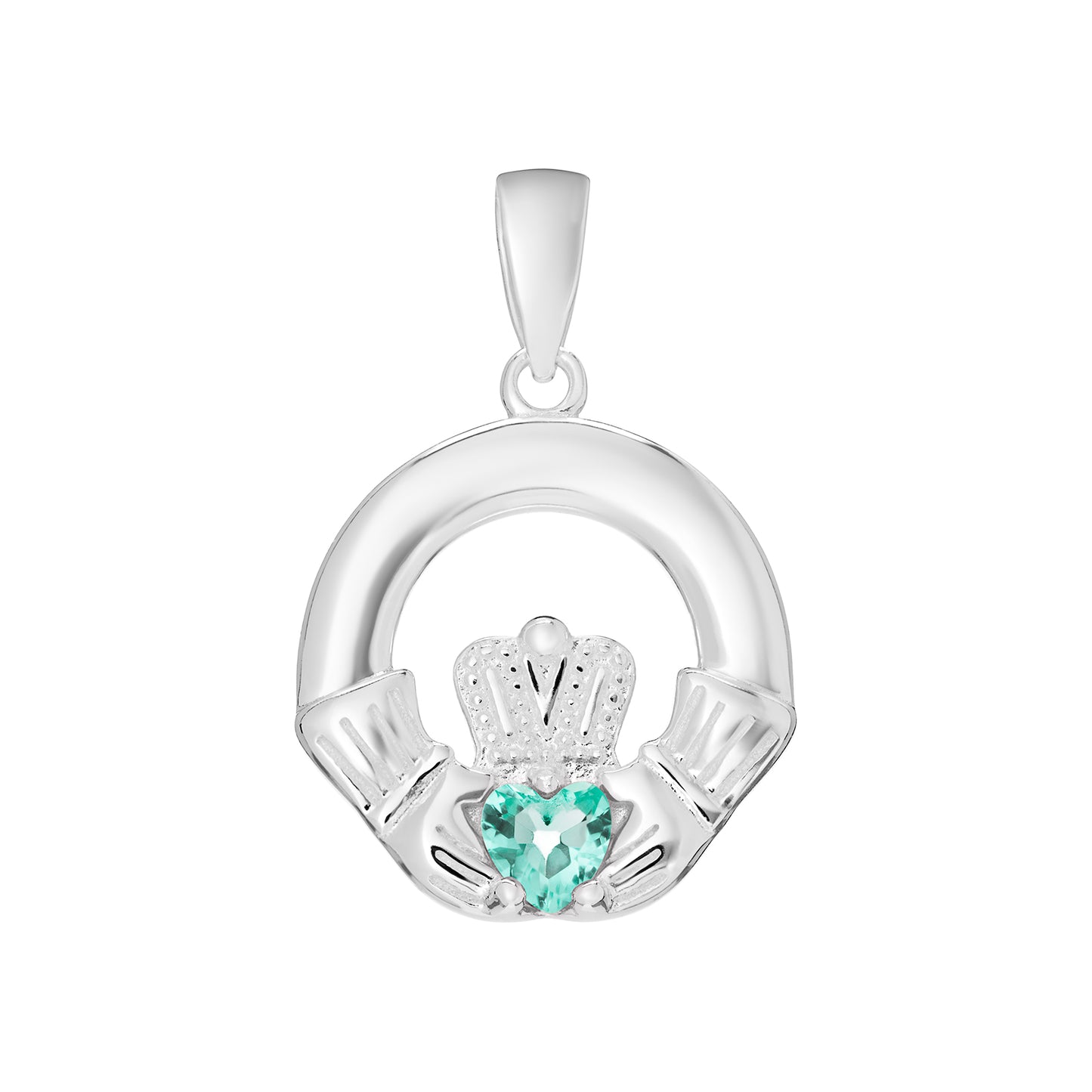 Sterling Silver December Birthstone Claddagh Stud Pendant