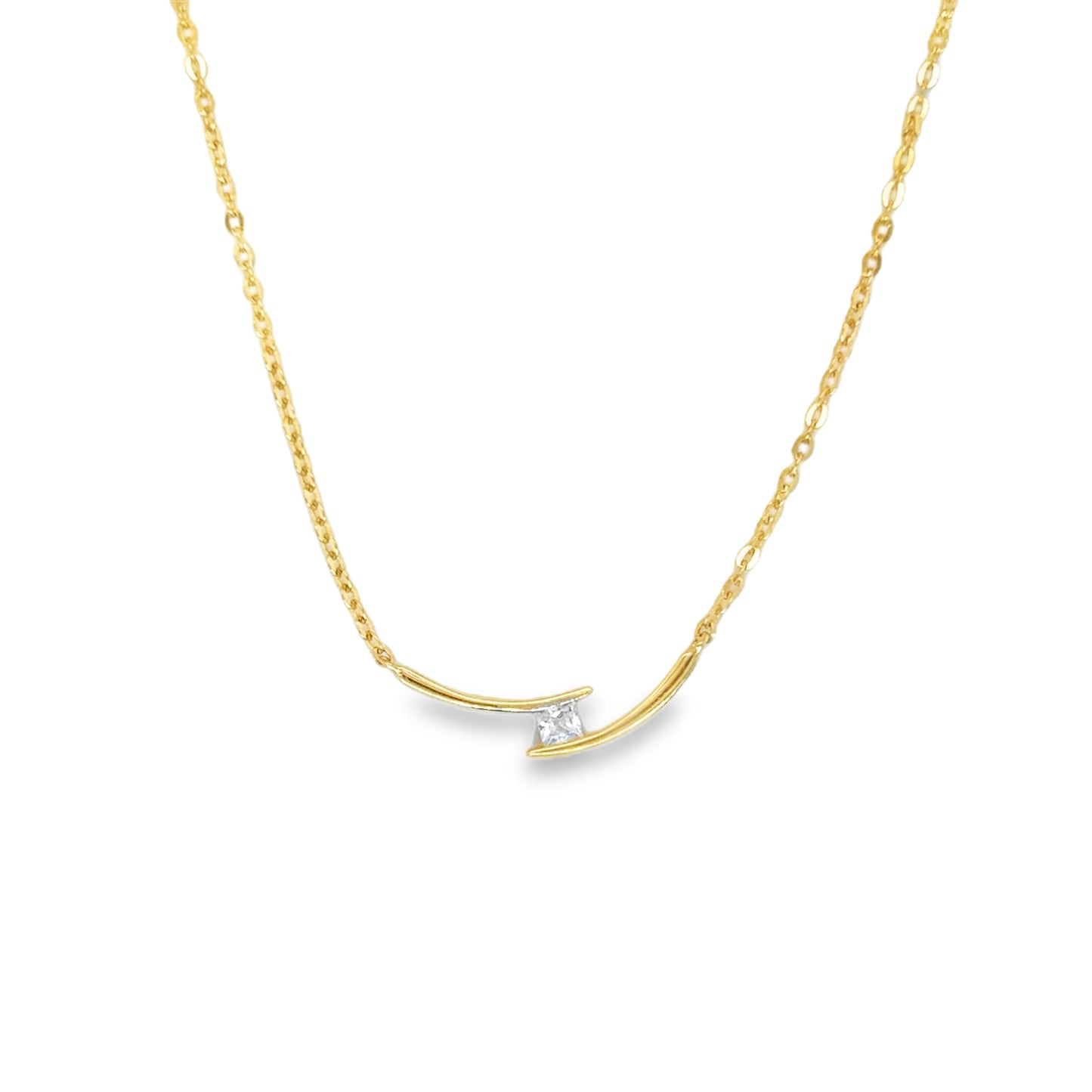 9ct Square Cubic Zirconia Bar Necklet