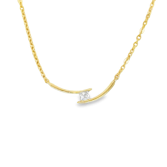 9ct Square Cubic Zirconia Bar Necklet