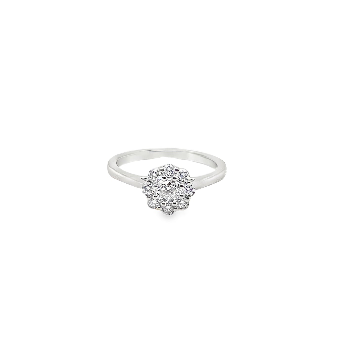 Platinum Round Brilliant Cluster Diamond Ring .60ct