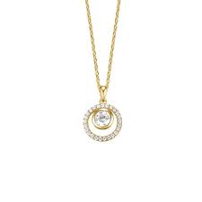 9ct Round Halo Rubover Cubic Zirconia Necklet