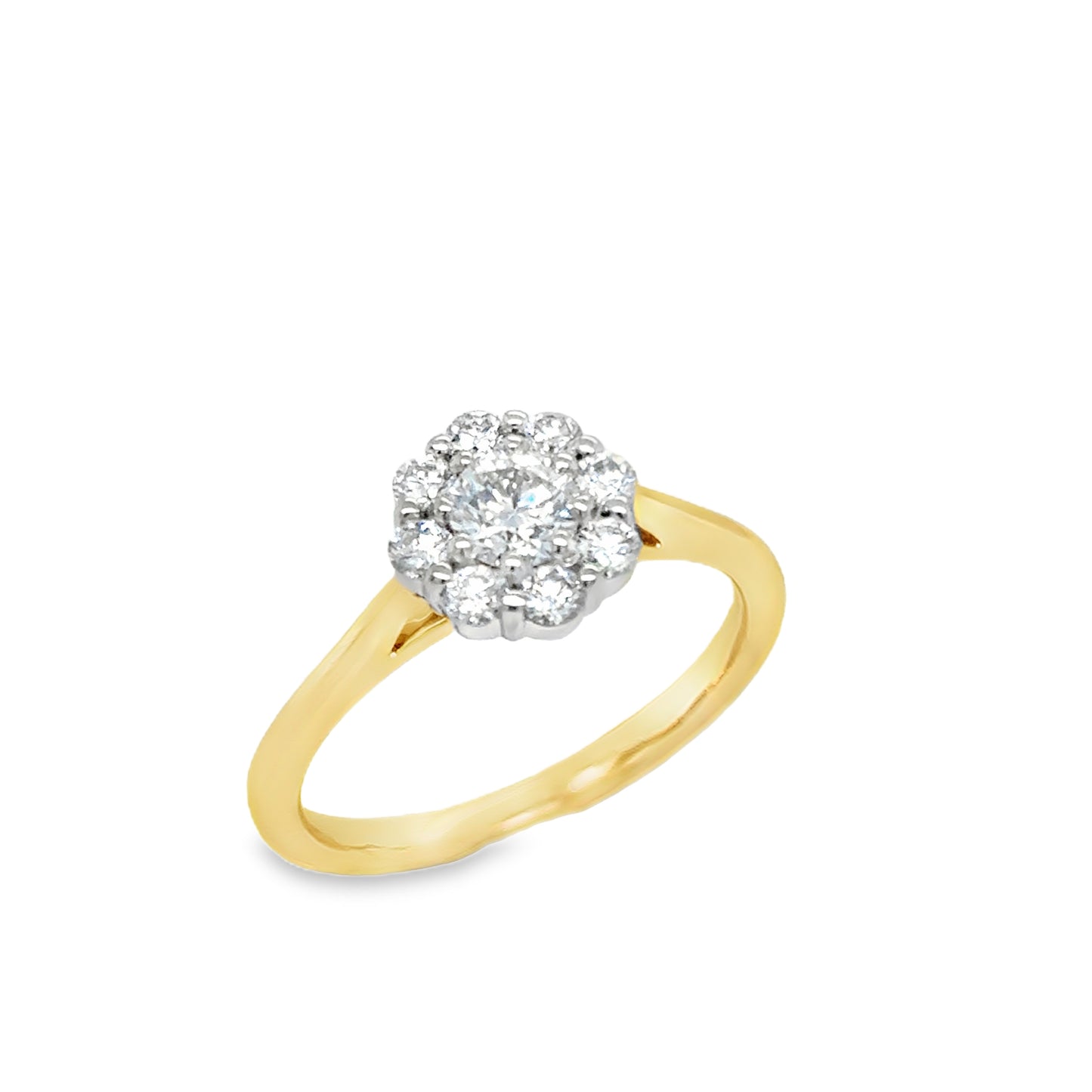 9ct Yellow Gold Round Cluster Diamond Ring .60ct