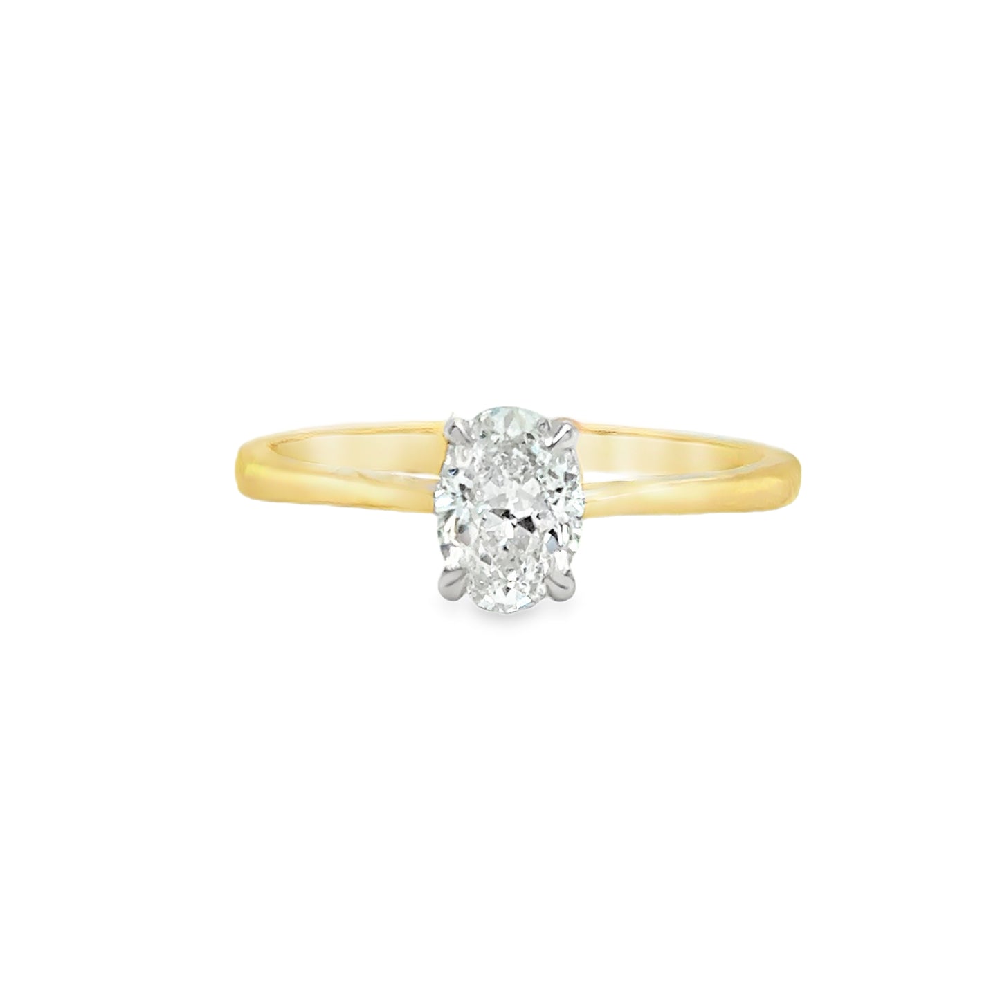 9ct Yellow Gold Oval Solitaire Diamond Ring .70ct