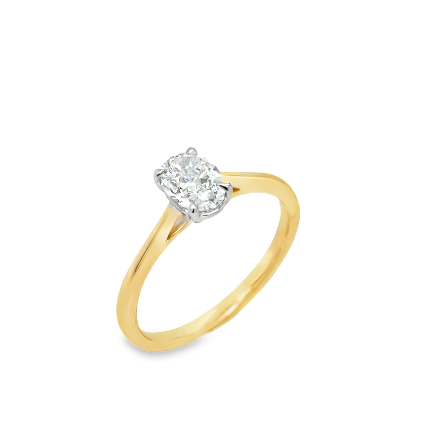 9ct Yellow Gold Oval Solitaire Diamond Ring .70ct