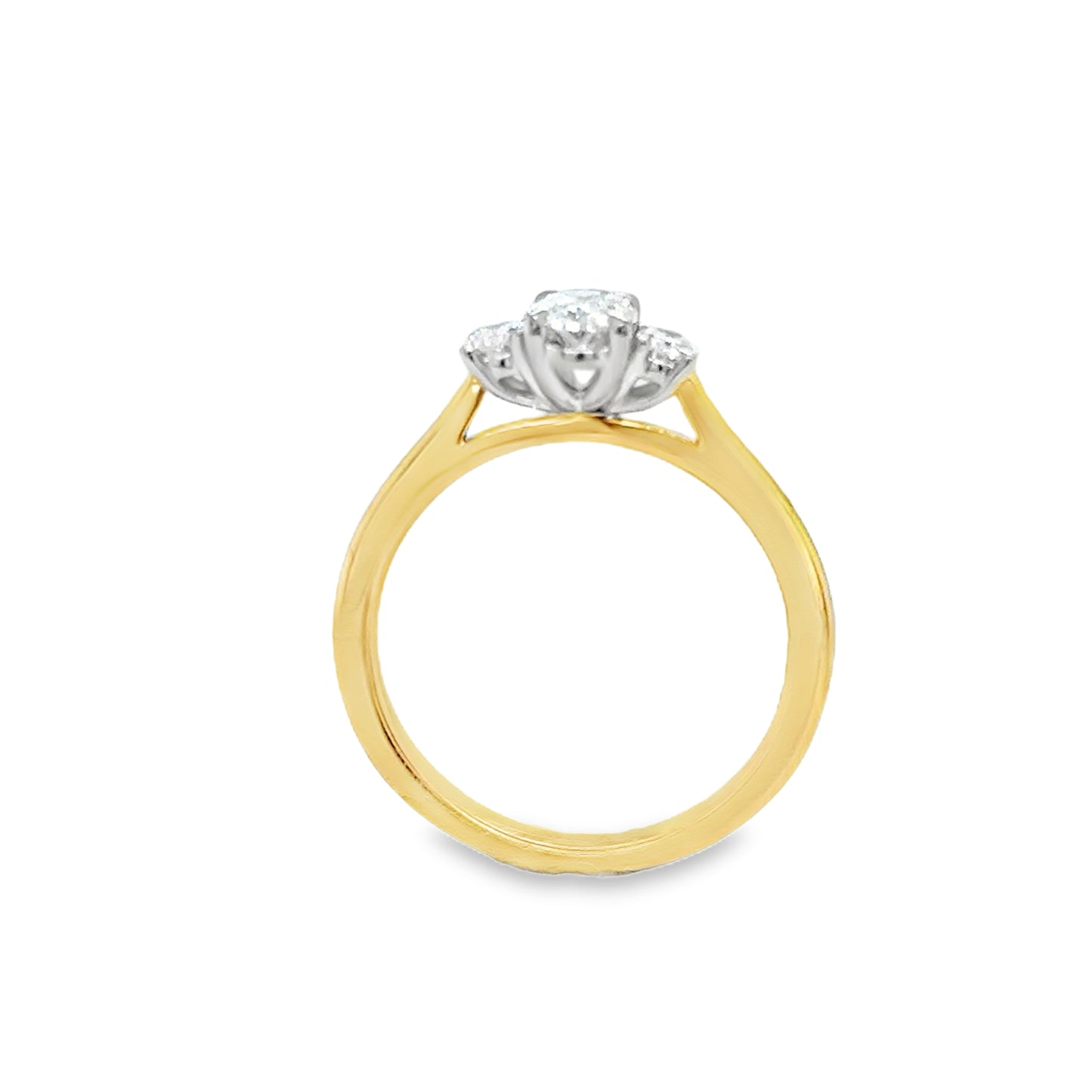 9ct Yellow Gold Oval Three Stone Diamond Ring .70ct